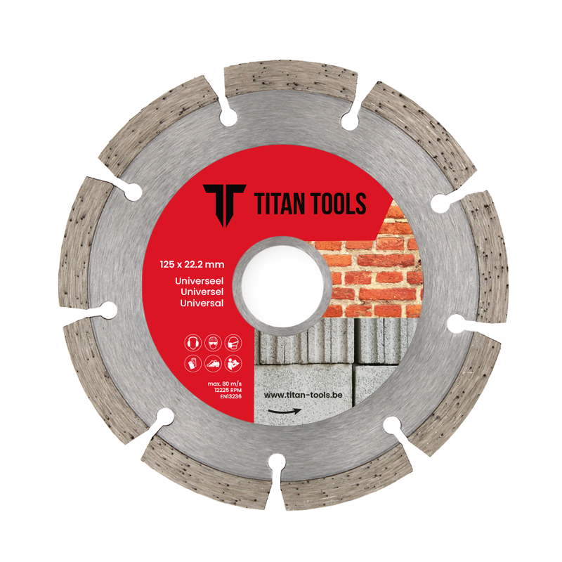 Titan Tools diamantschijf universeel van 125 x 22,2 mm voor veelzijdig gebruik