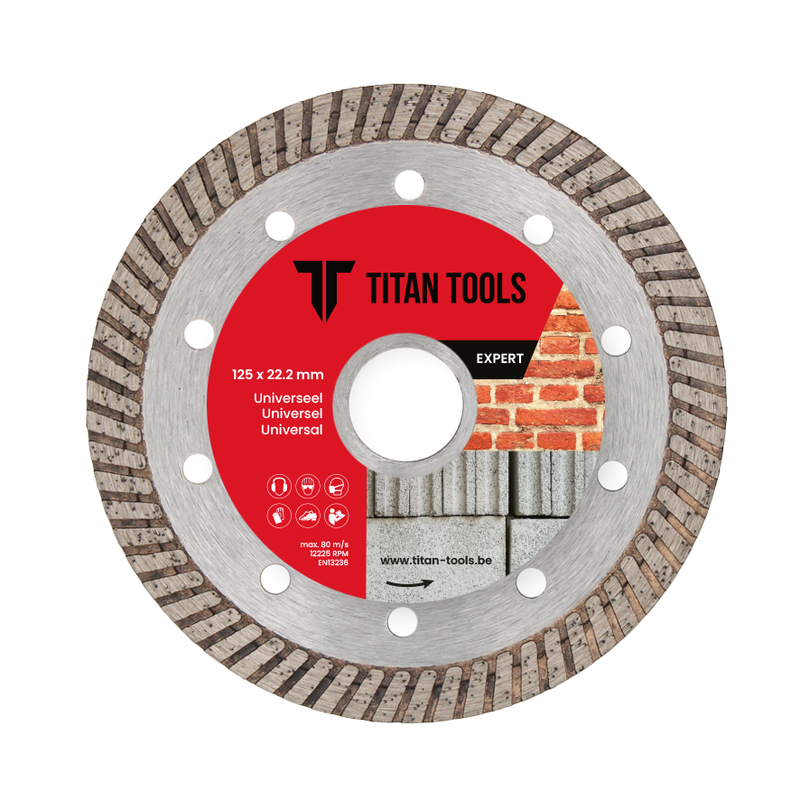 Professionele universele diamantschijf van Titan Tools voor soepel snijden van diverse materialen