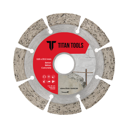 Titan Tools diamantschijf beton 115 mm voor het snijden van beton en steen