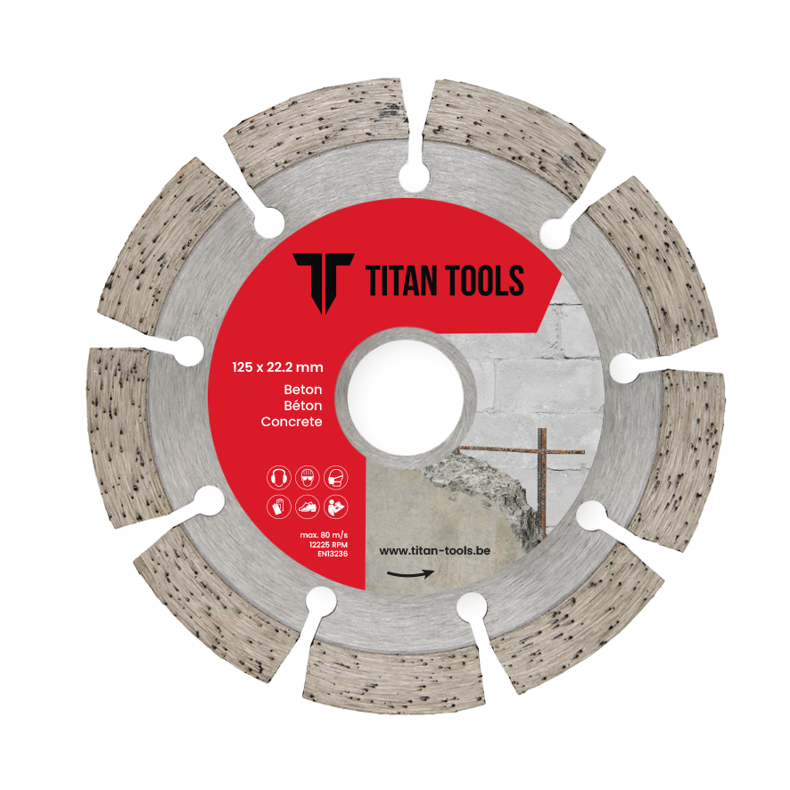 Titan Tools diamantschijf beton 125 mm voor het snijden van beton