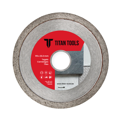 Titan Tools diamantschijf tegels van 115 x 22,2 mm voor nauwkeurig tegelwerk.