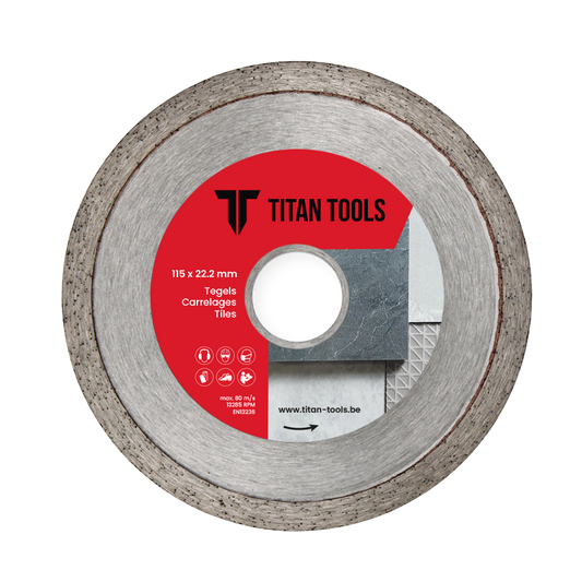 Titan Tools diamantschijf tegels van 115 x 22,2 mm voor nauwkeurig tegelwerk.