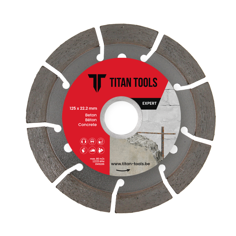 Titan Tools professionele diamantschijf beton van 125 x 22.2 mm voor hoogwaardige snijprestaties