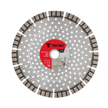 Titan Tools professionele diamantschijf beton 230 x 22.2 mm voor zagen van beton met haakse slijper