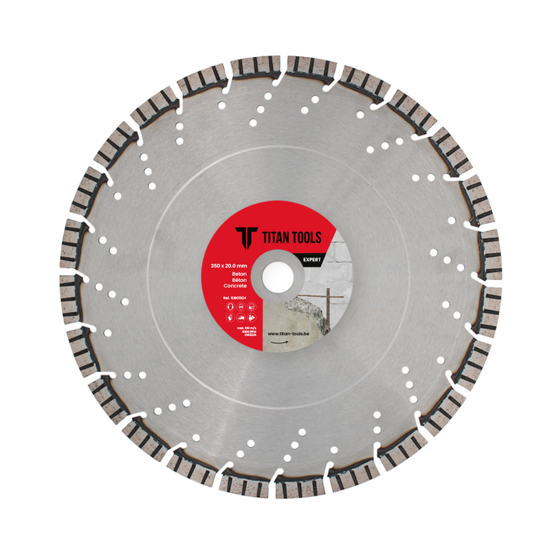 Titan Tools professionele diamantschijf beton 350 x 25.4 mm voor het zagen van beton